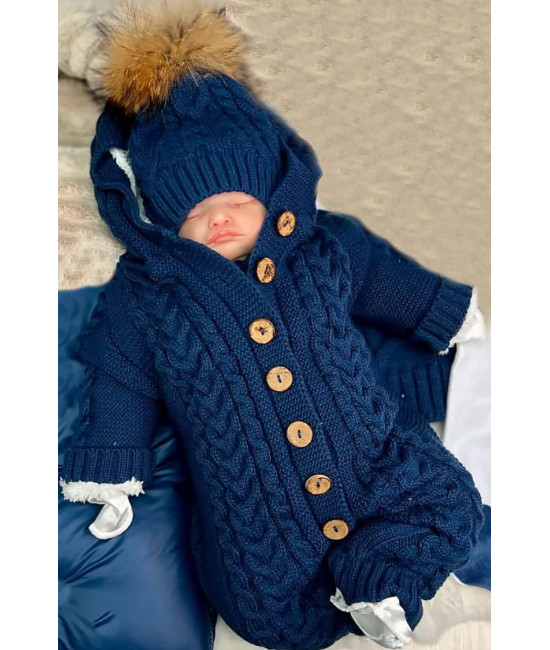 Вязаный комбинезон Рози синий