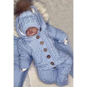 Вязаный комбинезон Рози голубой
