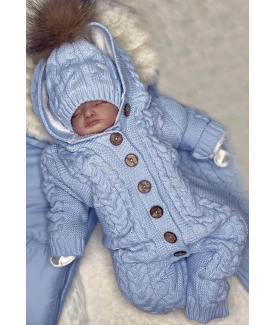 Вязаный комбинезон Рози голубой