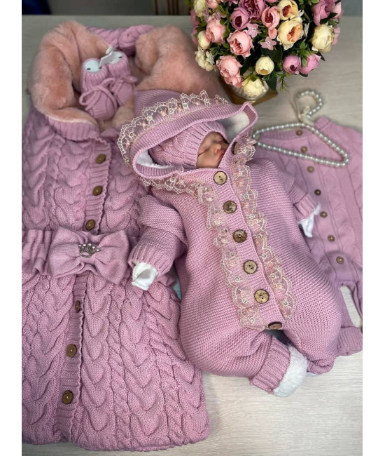 Демисезонный комплект на выписку Рози 1 пудра