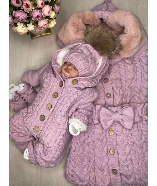 Демисезонный комплект на выписку Рози пудра