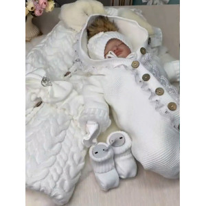 Демисезонный комплект на выписку Рози-Мишка белый