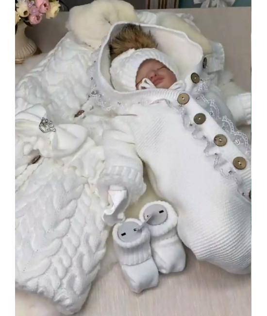 Демисезонный комплект на выписку Рози-Мишка белый