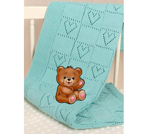 Вязаный плед для новорожденных Сердечки тиффани