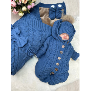 Вязаный комплект на выписку Коса Лайт-Рози парламент