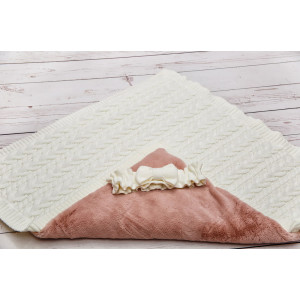 Вязаный конверт Северный мишка молочный-пудра