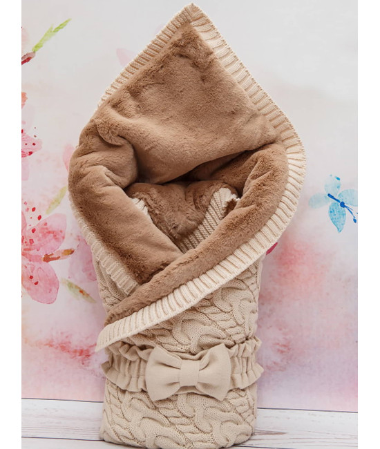 Вязаный конверт Северный мишка крем-брюле