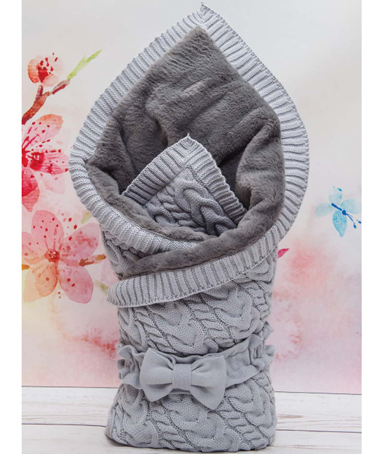 Вязаный конверт Северный мишка серый