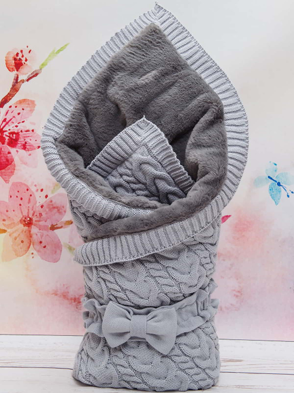 Вязаный конверт Северный мишка серый