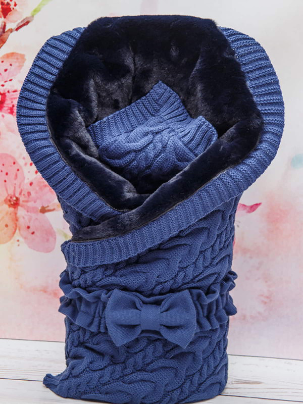 Вязаный конверт Северный мишка синий