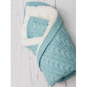 Вязаный конверт Северный мишка аквамарин