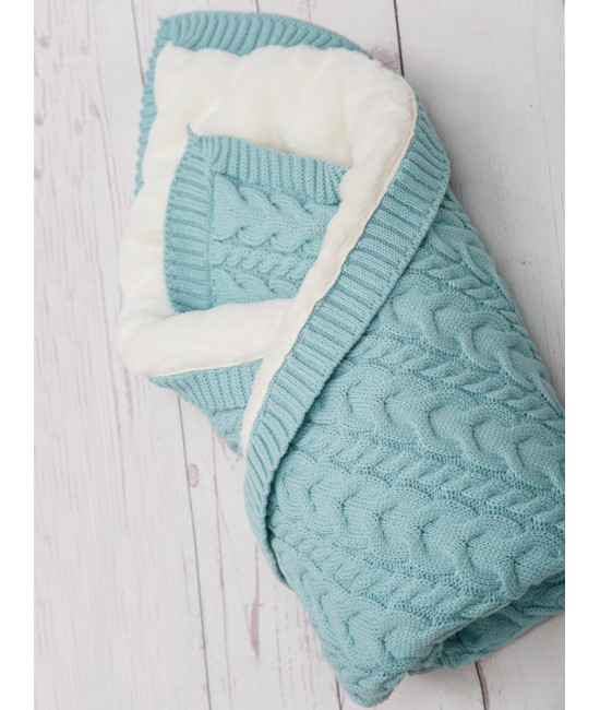 Вязаный конверт Северный мишка аквамарин