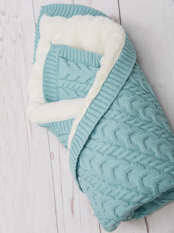 Вязаный конверт Северный мишка аквамарин