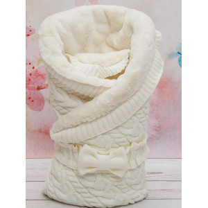 Вязаный конверт Северный мишка молочный