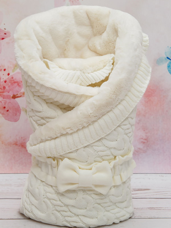 Вязаный конверт Северный мишка молочный