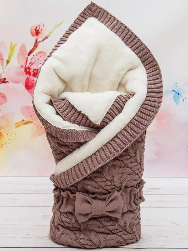 Вязаный конверт Северный мишка кофе