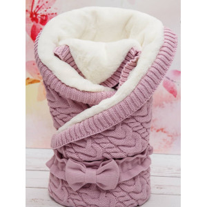 Вязаный конверт Северный мишка лиловый