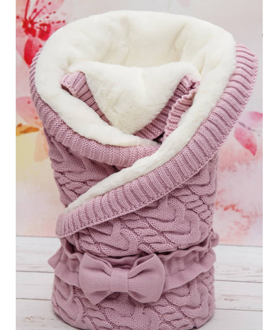 Вязаный конверт Северный мишка лиловый