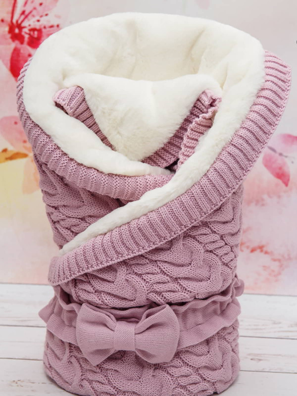 Вязаный конверт Северный мишка лиловый