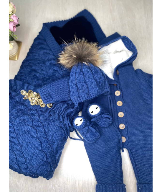 Комплект для новорожденных Северный мишка синий