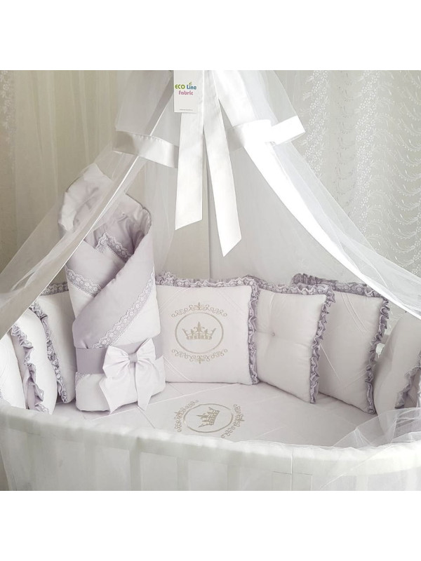 Комплект в круглую кроватку Amanda серый