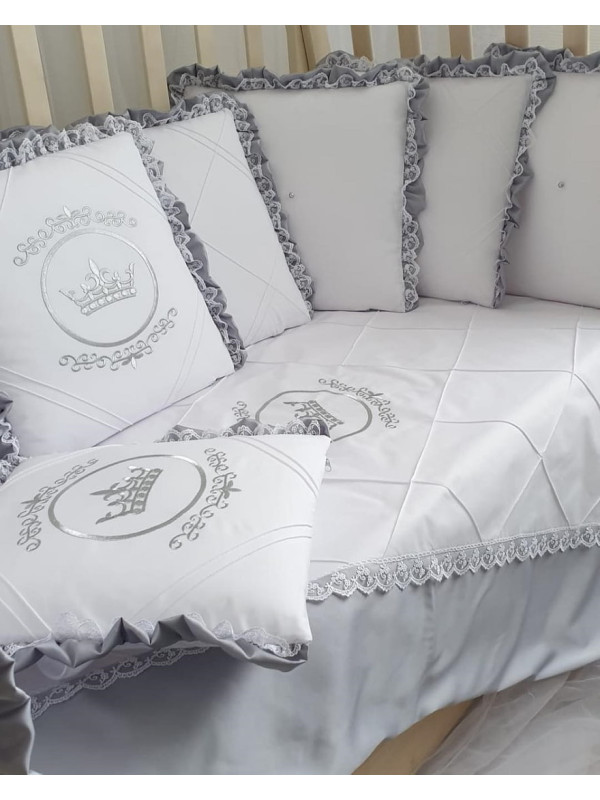 Универсальный комплект в кроватку Amanda серый