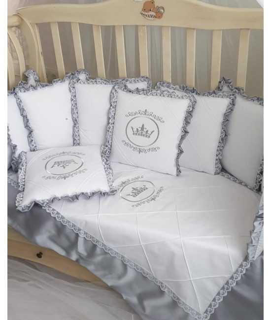 Универсальный комплект в кроватку Amanda серый