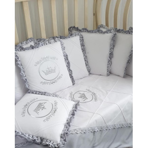 Комплект в круглую кроватку Amanda серый
