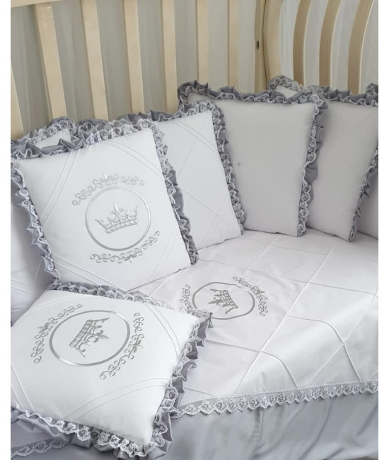 Комплект в круглую кроватку Amanda серый