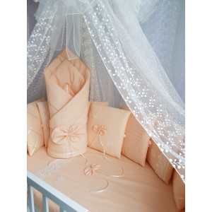 Универсальный комплект в кроватку Бабочка персик