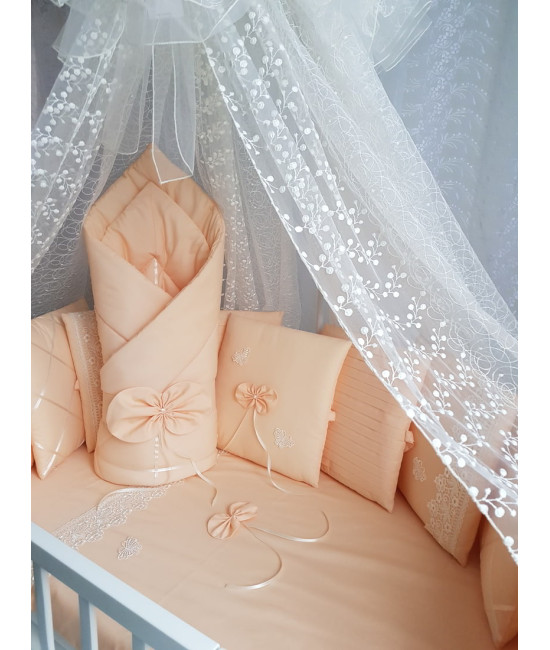 Универсальный комплект в кроватку Бабочка персик