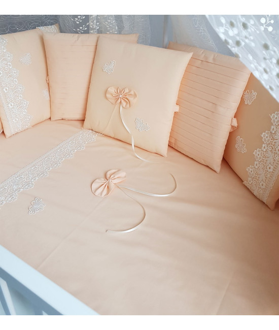 Универсальный комплект в кроватку Бабочка персик