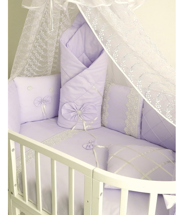 Комплект в круглую кроватку Бабочка сирень