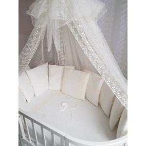 Комплект в круглую кроватку Бабочка крем