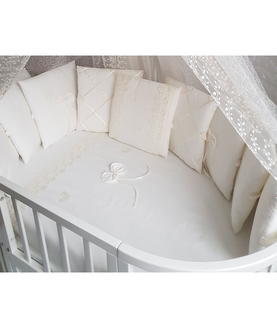 Комплект в круглую кроватку Бабочка крем