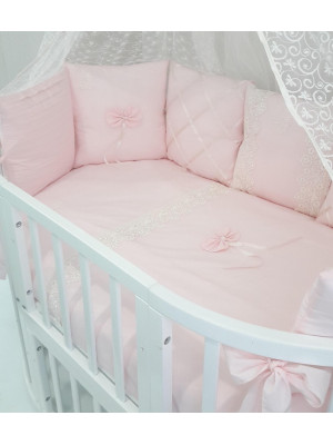Комплект в круглую кроватку Бабочка розовый