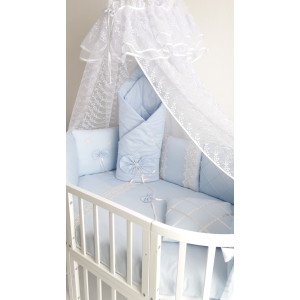 Комплект в круглую кроватку в кроватку Бабочка голубой