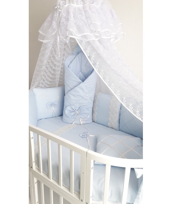 Комплект в круглую кроватку в кроватку Бабочка голубой