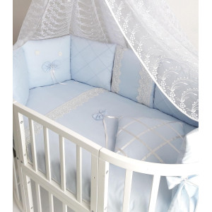 Комплект в круглую кроватку в кроватку Бабочка голубой