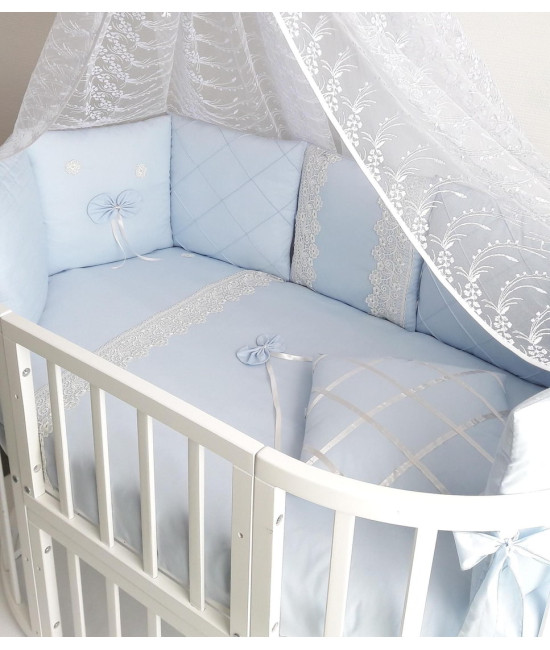 Комплект в круглую кроватку в кроватку Бабочка голубой