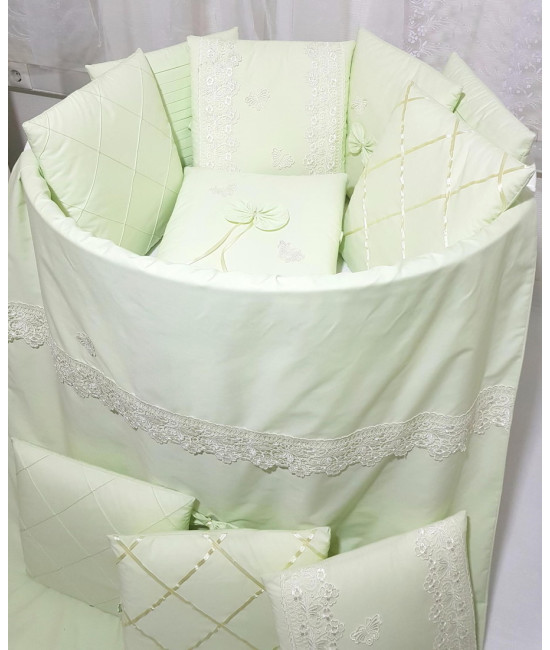 Комплект в круглую кроватку Бабочка салатовый