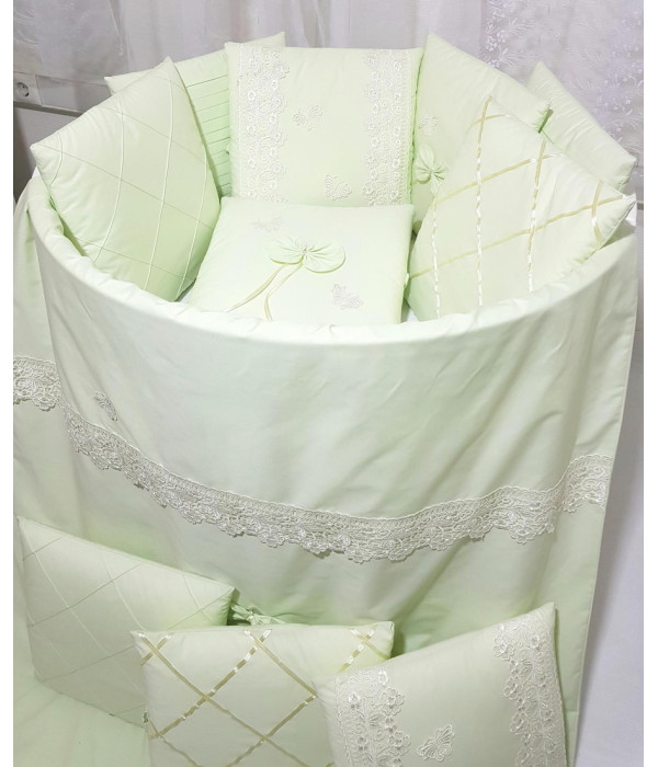 Комплект в круглую кроватку Бабочка салатовый