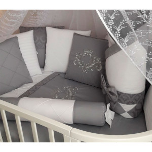 Комплект в круглую кроватку Bella серый
