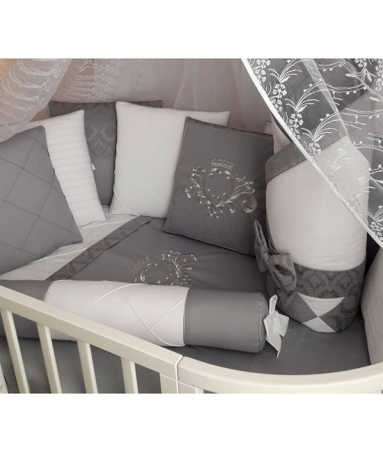 Комплект в круглую кроватку Bella серый
