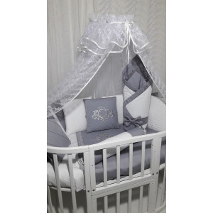 Комплект в круглую кроватку Bella серый