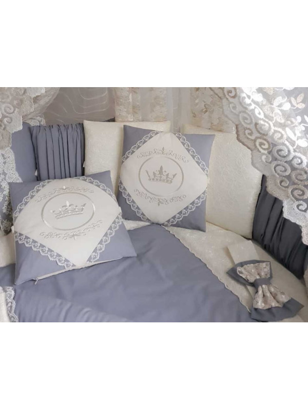 Комплект в круглую кроватку Benita light серый