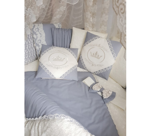 Комплект в круглую кроватку Benita light серый