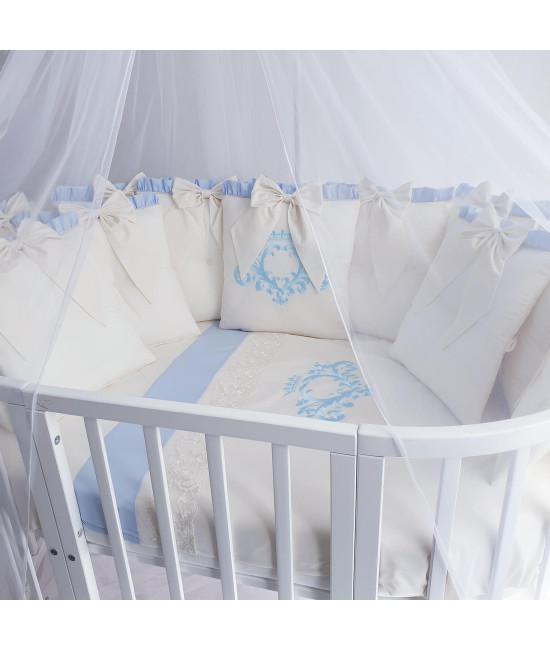 Универсальный комплект в кроватку Cherry Flower голубой