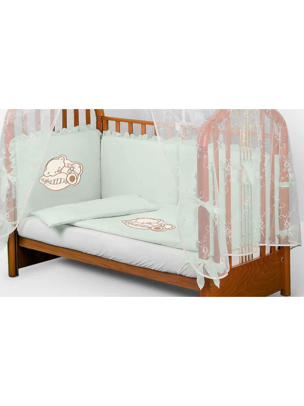 Комплект в кроватку Диана-Мишка в памперсе салатовый