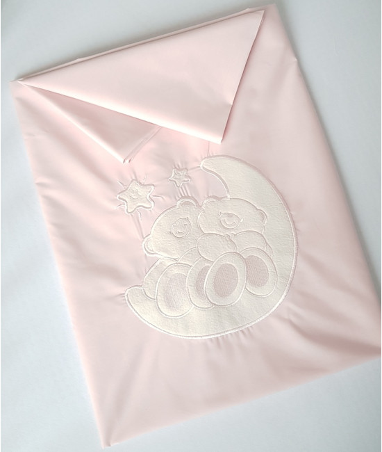 Комплект в круглую кроватку Диана-Мишки на луне розовый